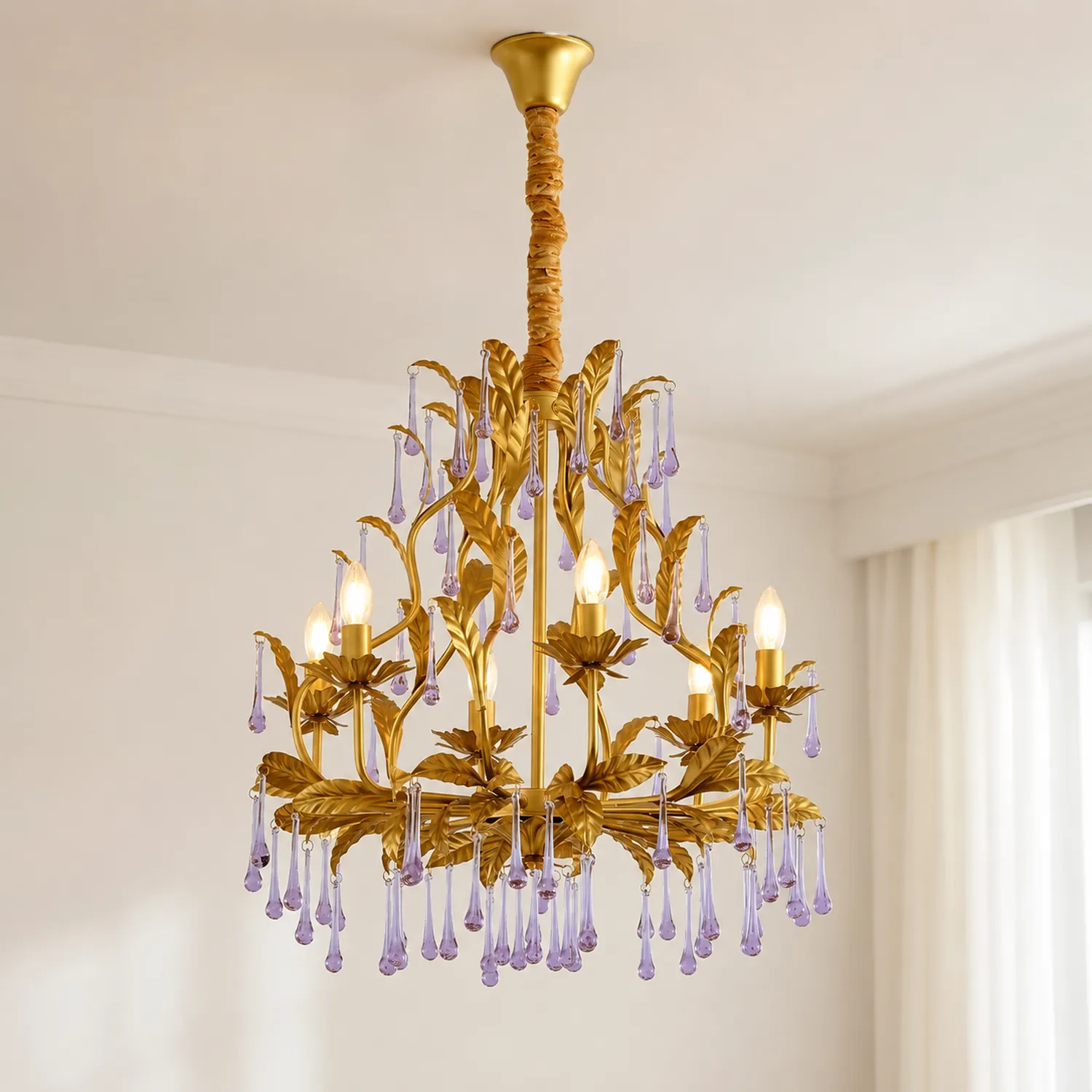 Amethyst Drops Crystal Chandelier - Lumpaz