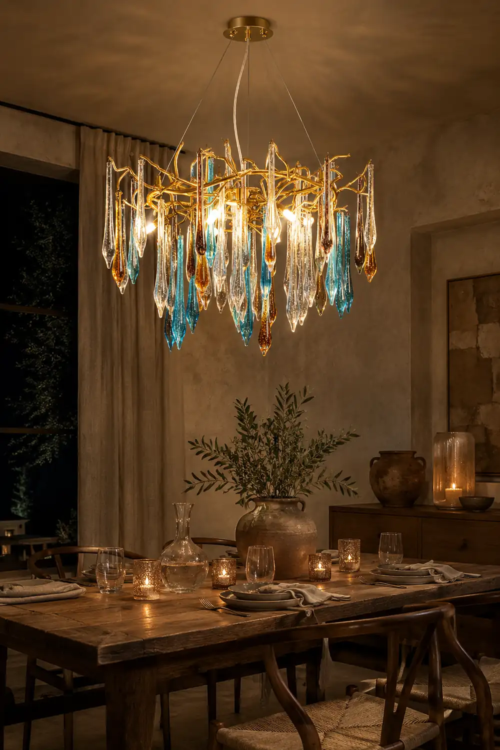 Gold Round Teardrop Chandelier - Lumpaz