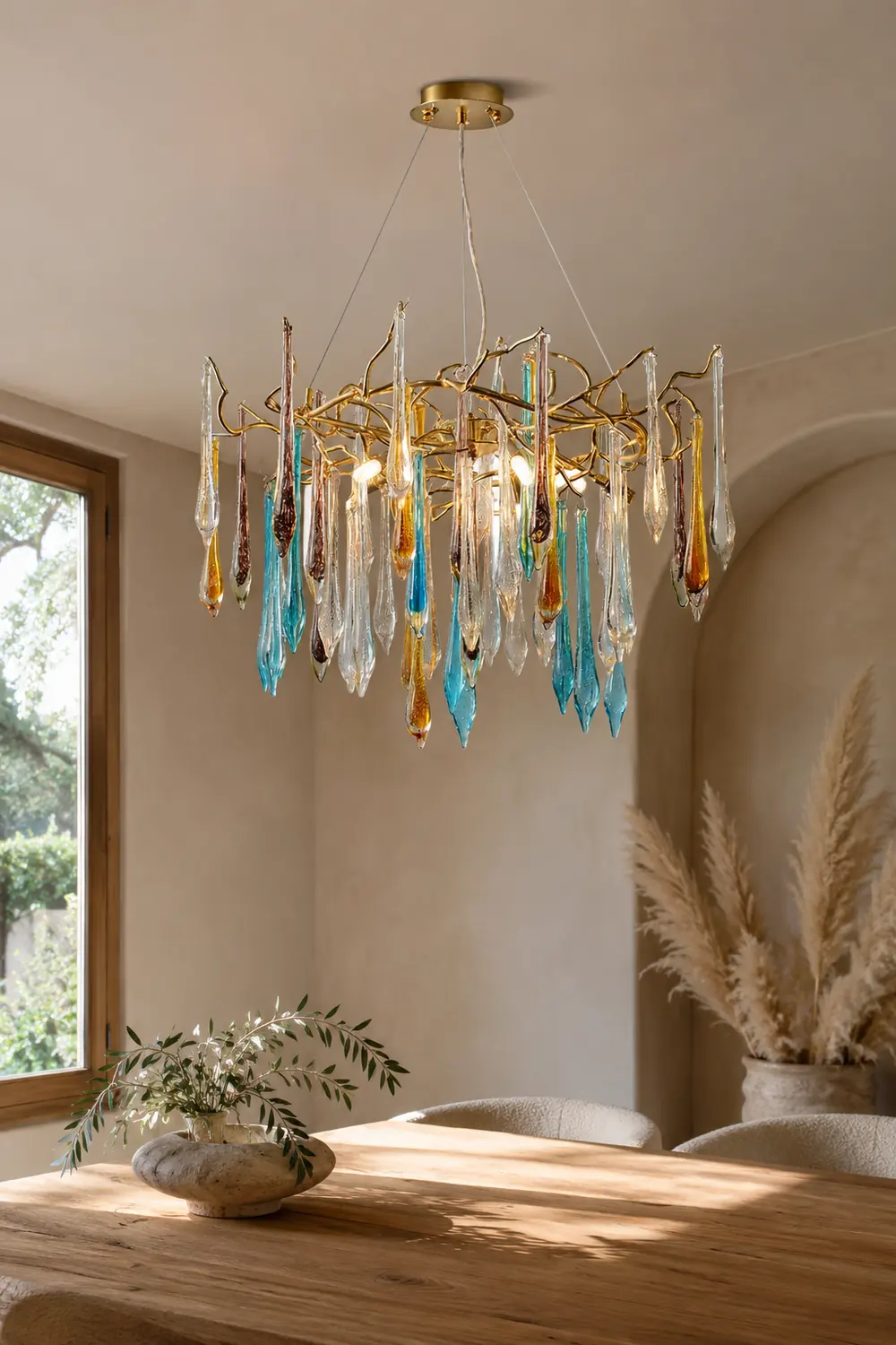 Gold Round Teardrop Chandelier - Lumpaz
