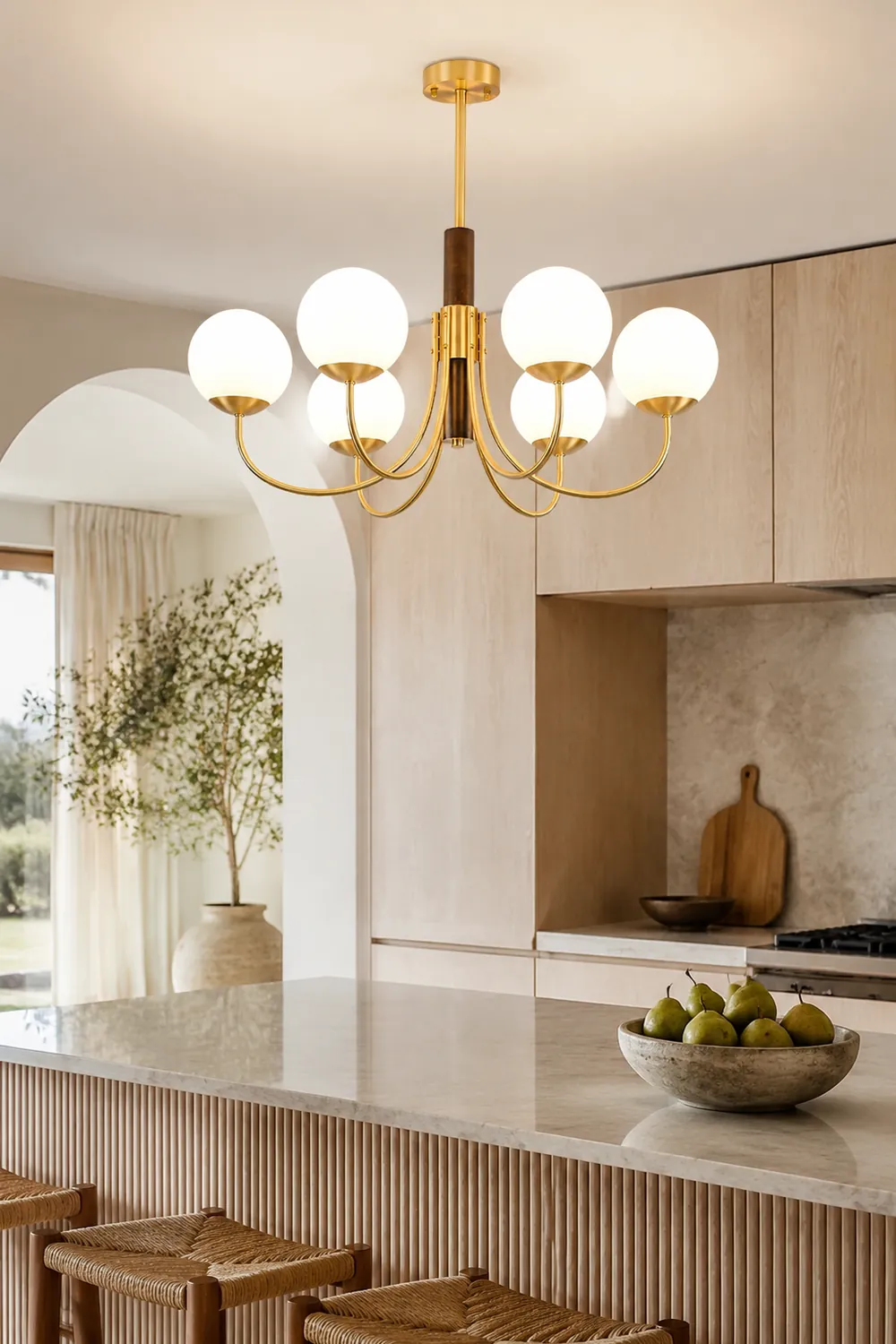Midas Touch Walnut Sphere Chandelier - Lumpaz