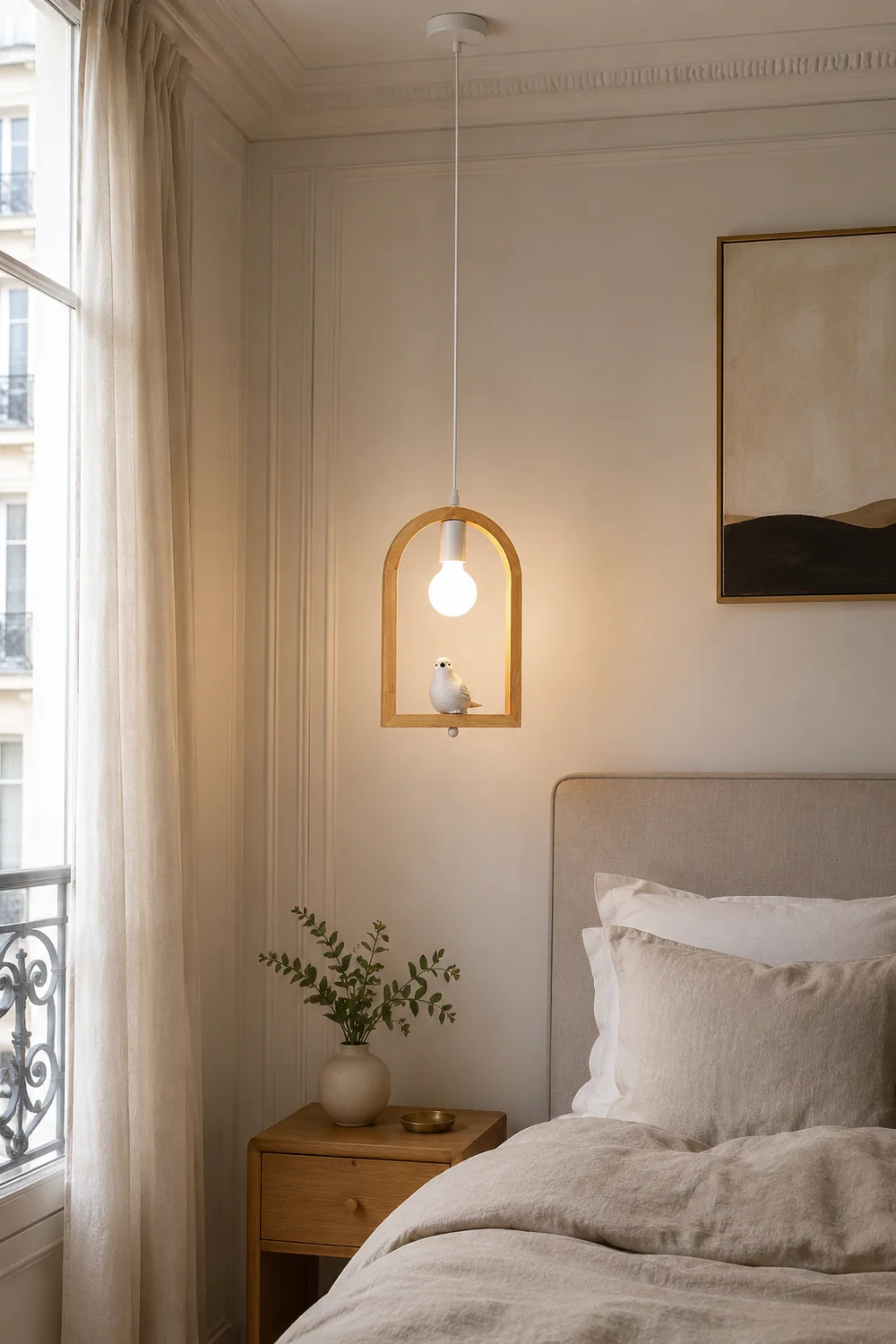 Wood Bird Resin Pendant Light - Lumpaz