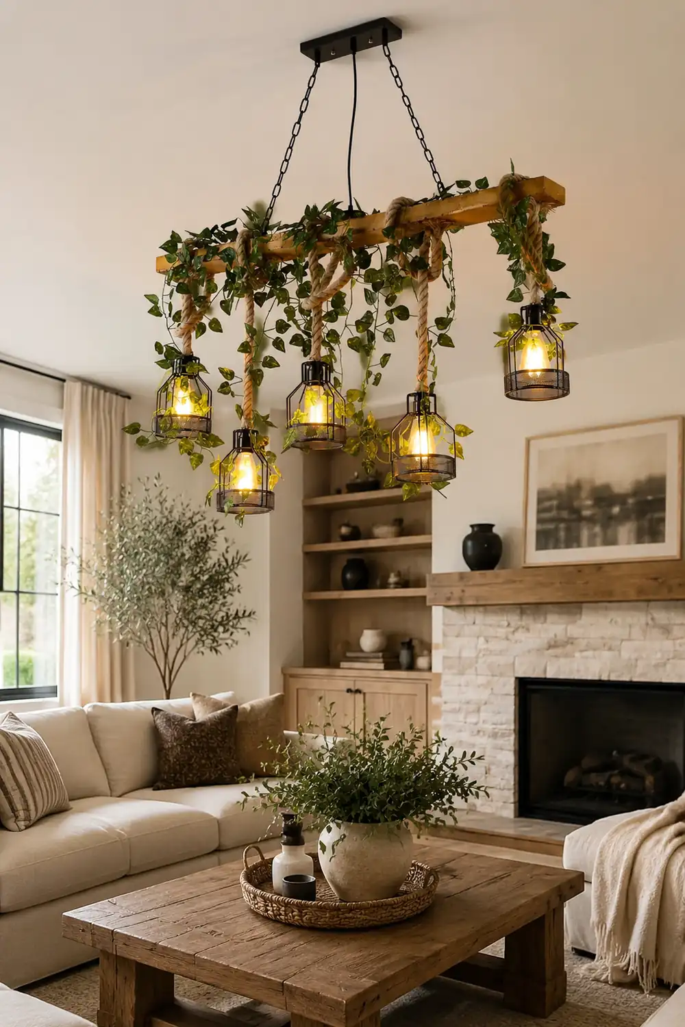Rustic Wooden Chandelier - Lumpaz