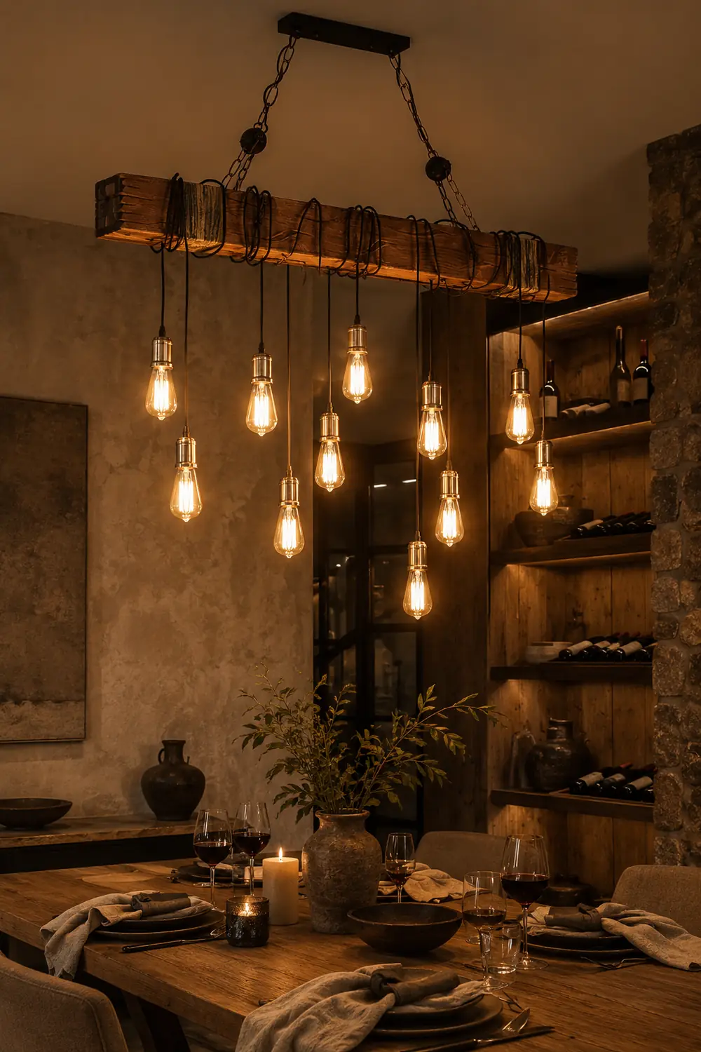 Wood Hanging Multi Chandelier - Lumpaz