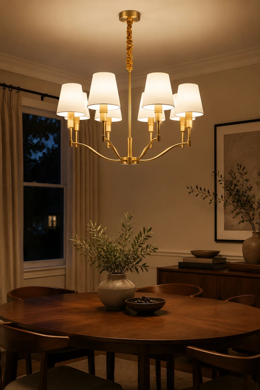 Meridian Mid Century Brass Chandelier - Lumpaz