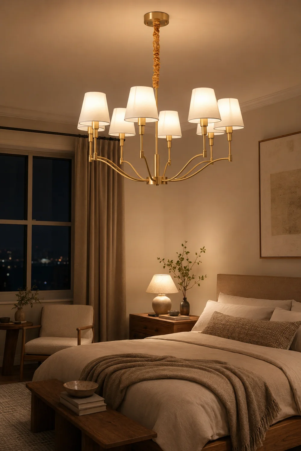 Meridian Mid Century Brass Chandelier - Lumpaz