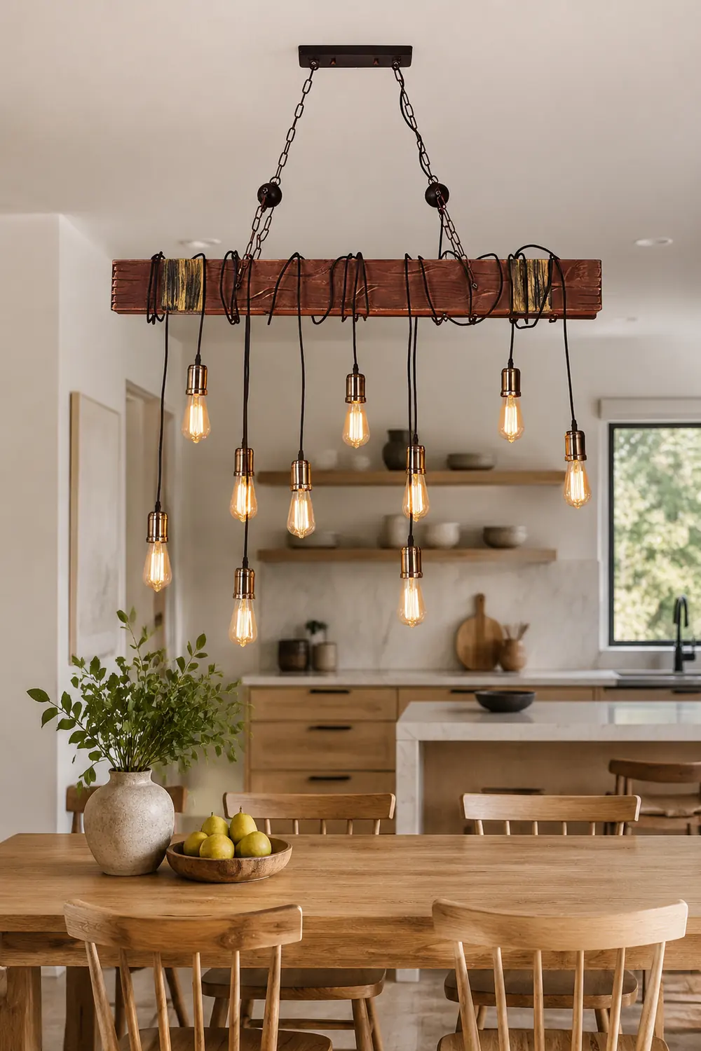 Wood Hanging Multi Chandelier - Lumpaz