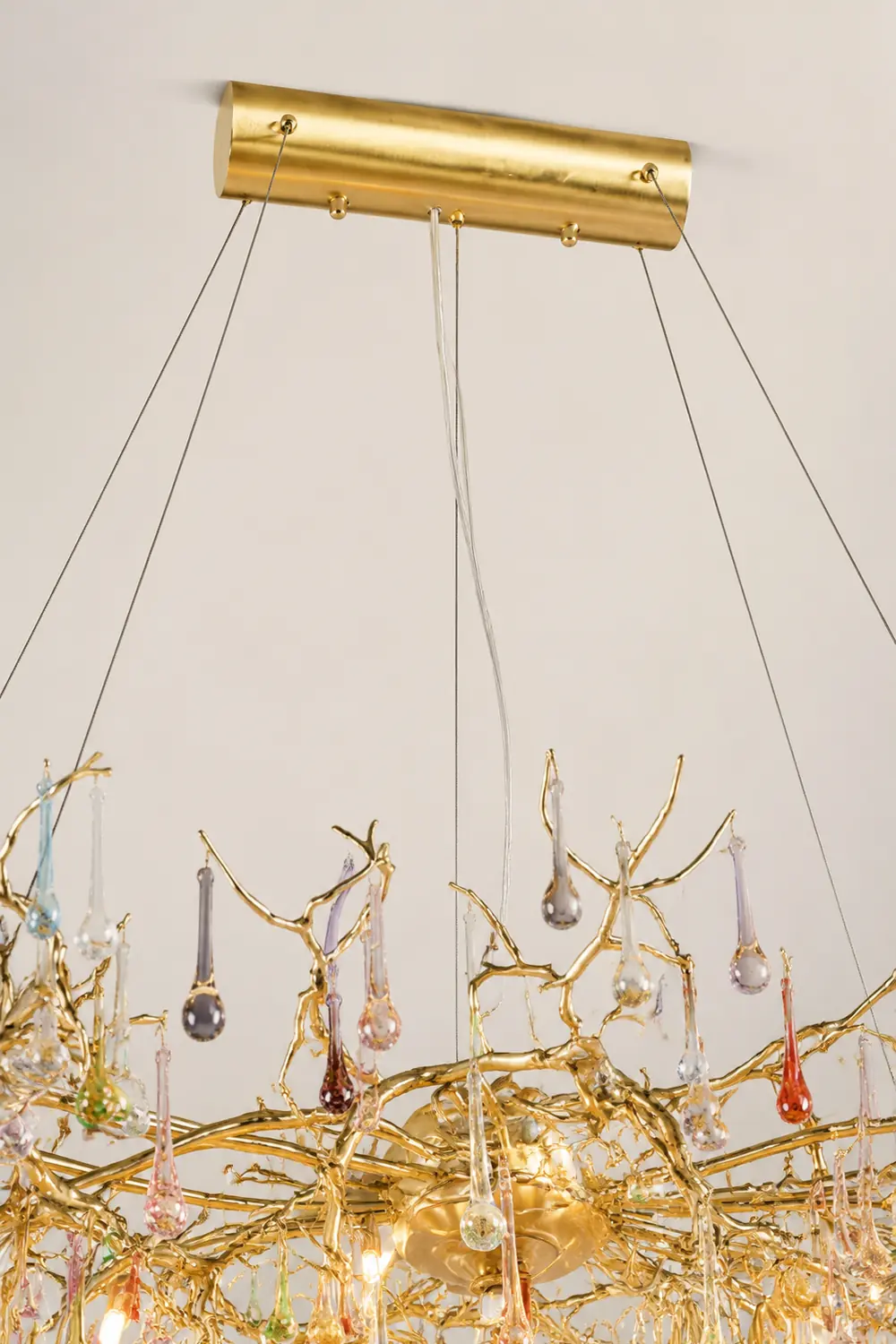 Colorful Raindrop Brass Branch Chandelier - Lumpaz