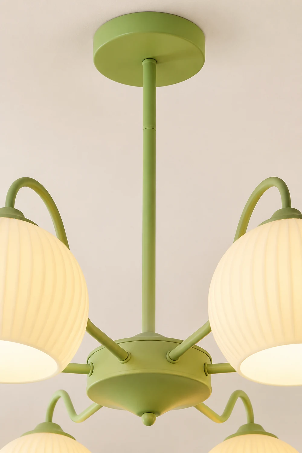 Ribbed Glass Matcha Chandelier - Lumpaz