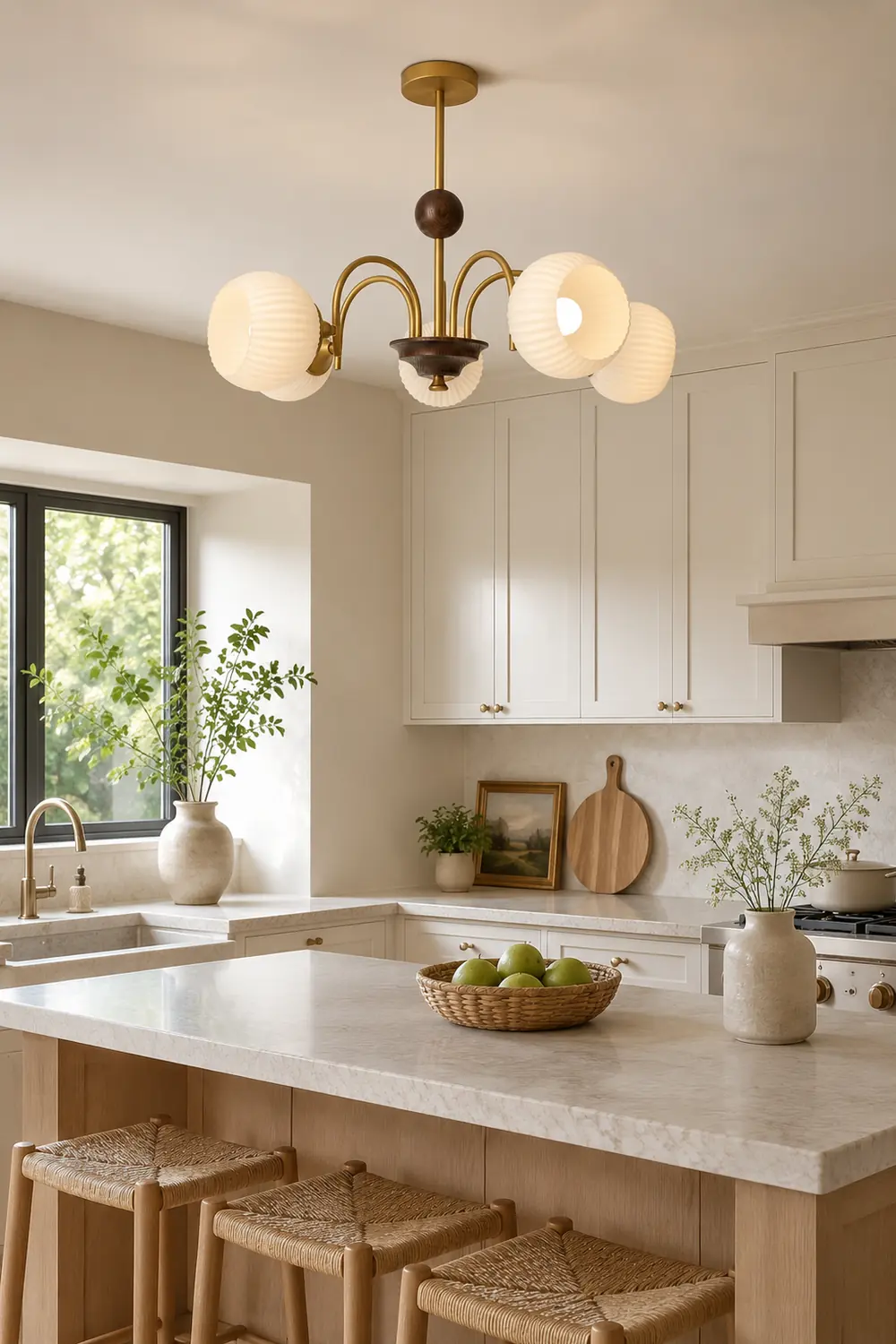 Sculptural Glass Ribbed Chandelier - Lumpaz