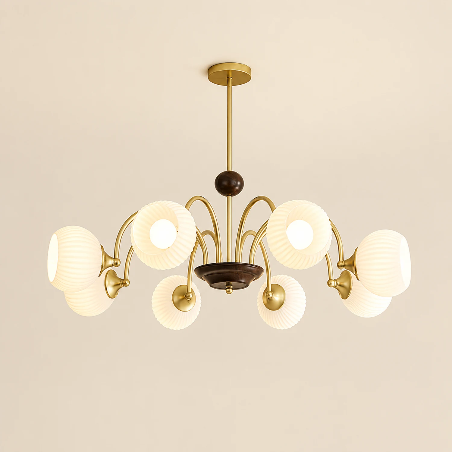 Sculptural Glass Ribbed Chandelier - Lumpaz