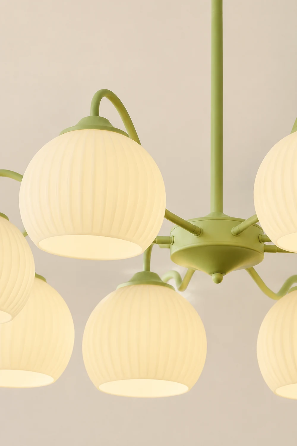 Ribbed Glass Matcha Chandelier - Lumpaz