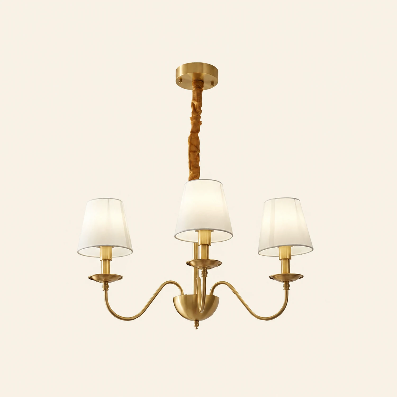 Tapered Fabric Brass Chandelier - Lumpaz