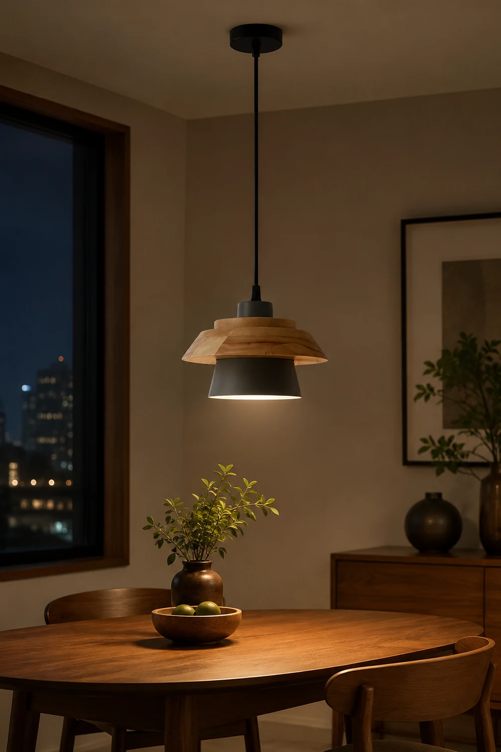 Stone Wood Pendant Lamp - Lumpaz