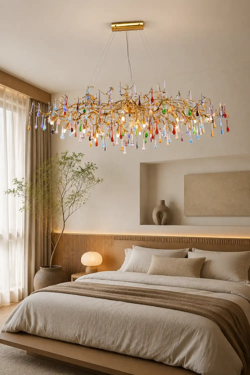 Colorful Raindrop Brass Branch Chandelier - Lumpaz