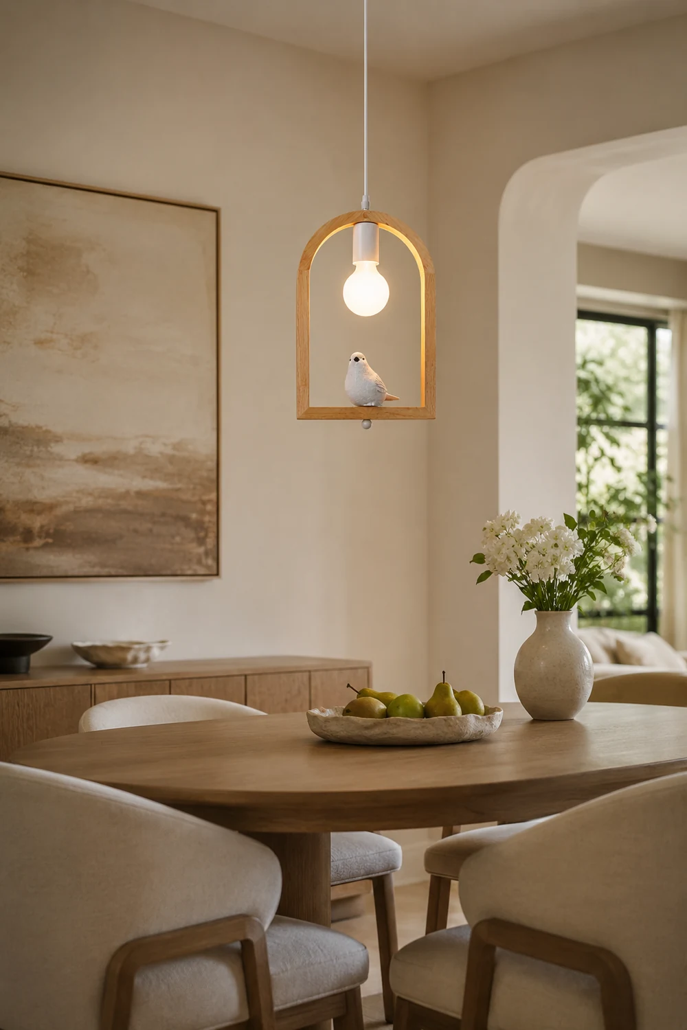 Wood Bird Resin Pendant Light - Lumpaz