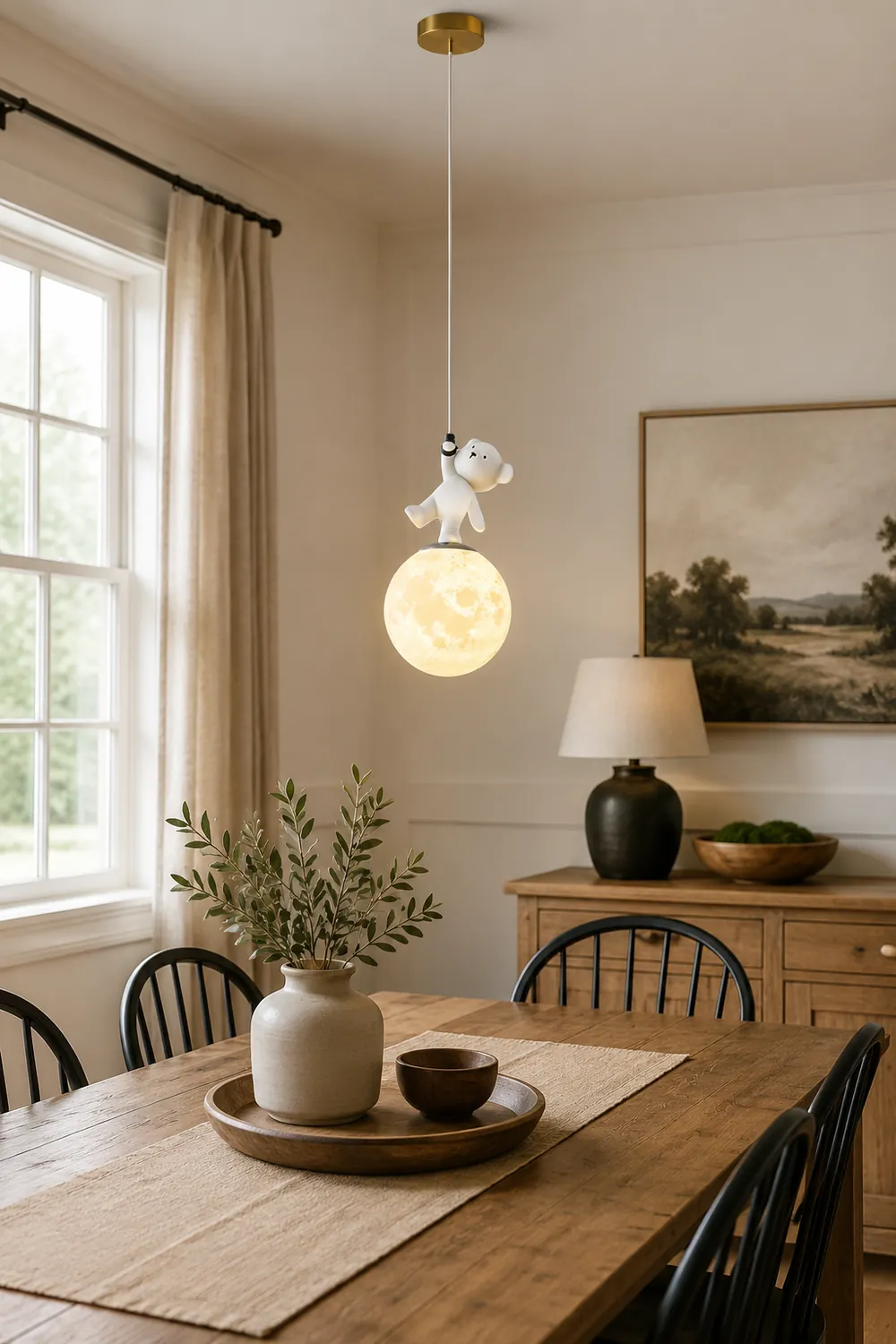 Animal And Moon Pendant Light - Lumpaz