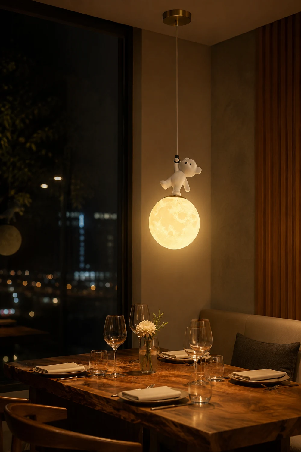 Animal And Moon Pendant Light - Lumpaz