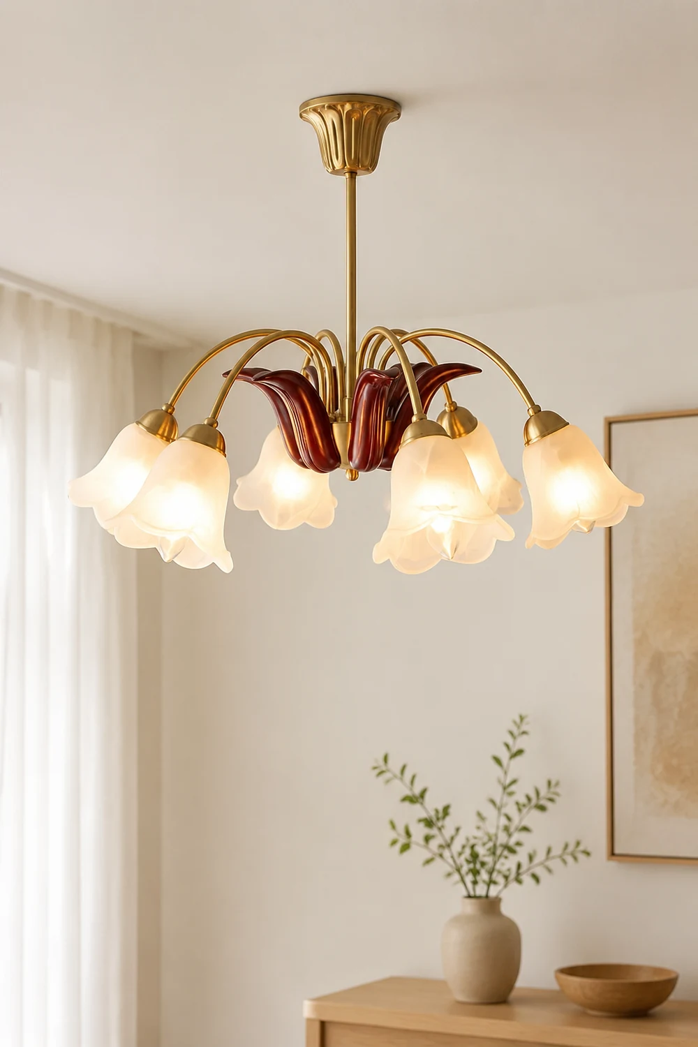 Brass Pastoral Flower Chandelier - Lumpaz