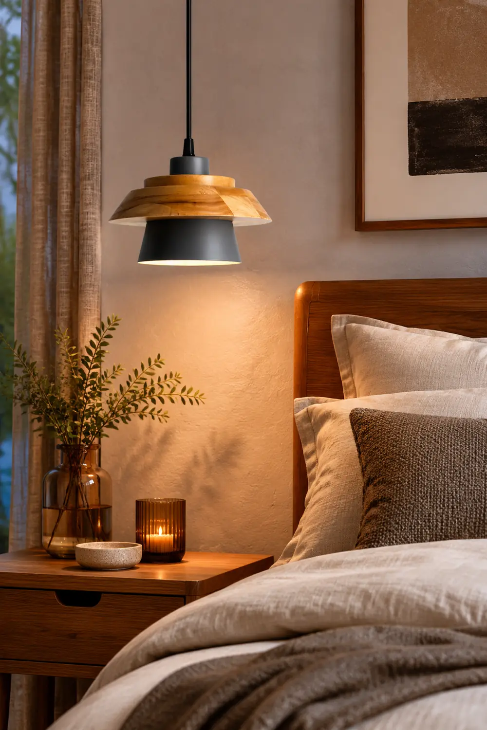Stone Wood Pendant Lamp - Lumpaz