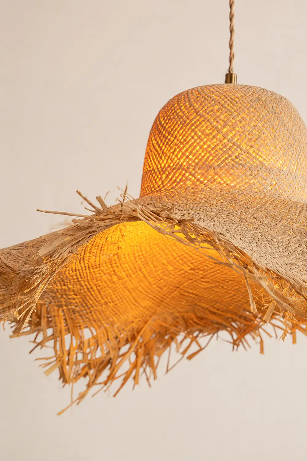 Rattan Straw Hat Pendant Light - Lumpaz