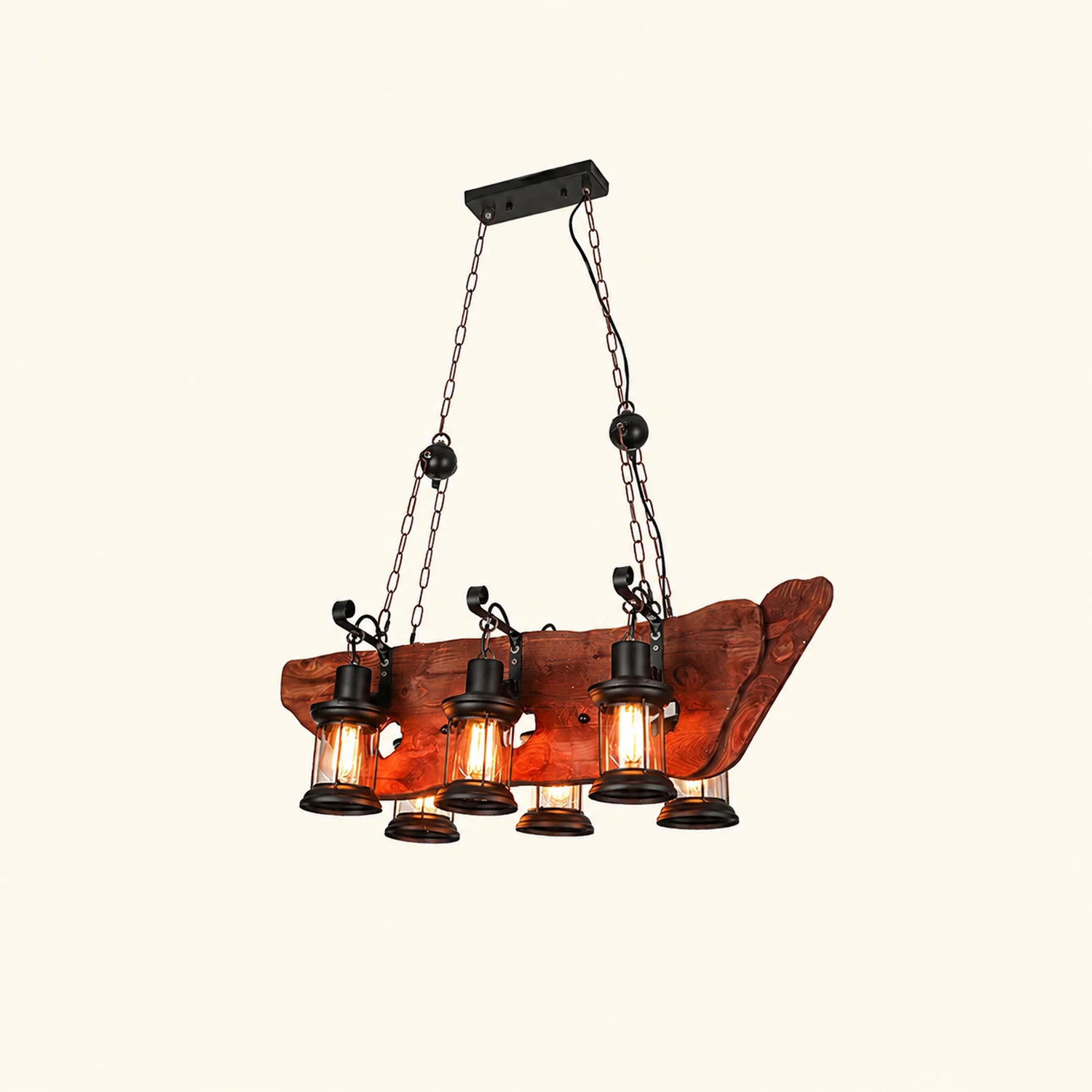 Nautical Industrial Style Wooden Chandelier - Lumpaz
