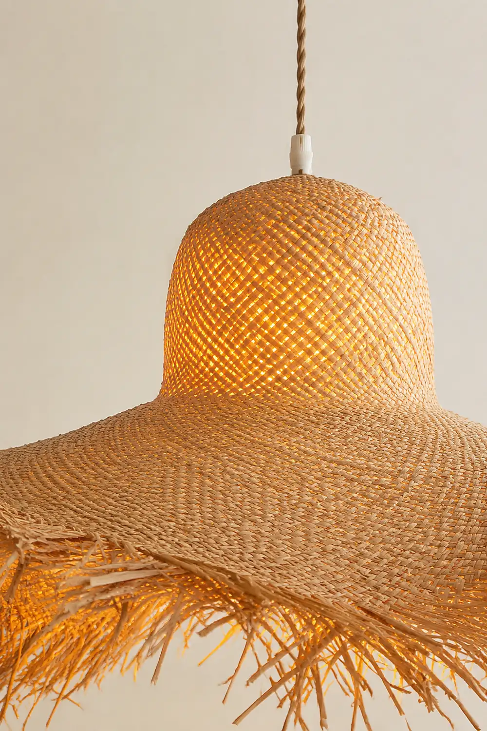 Rattan Straw Hat Pendant Light - Lumpaz