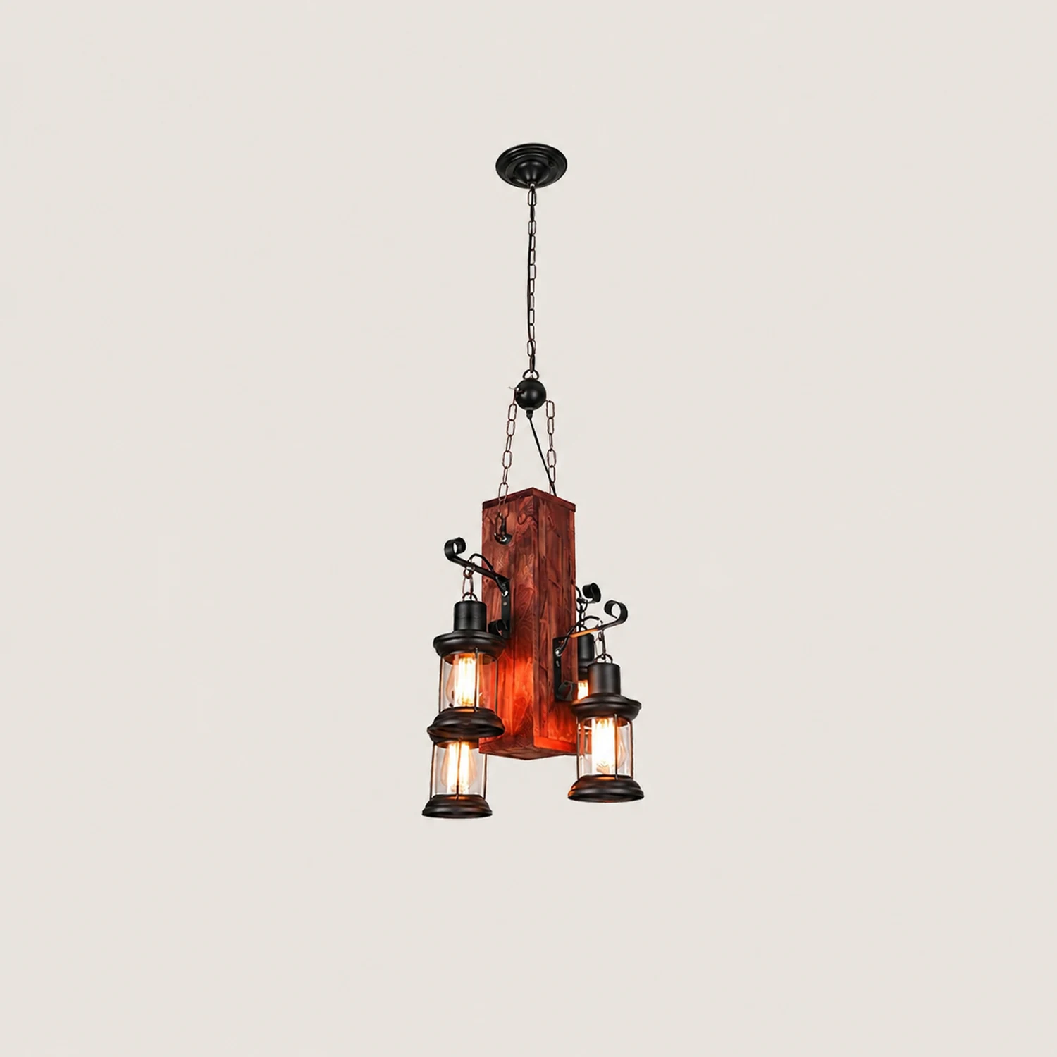 Nautical Industrial Style Wooden Chandelier - Lumpaz
