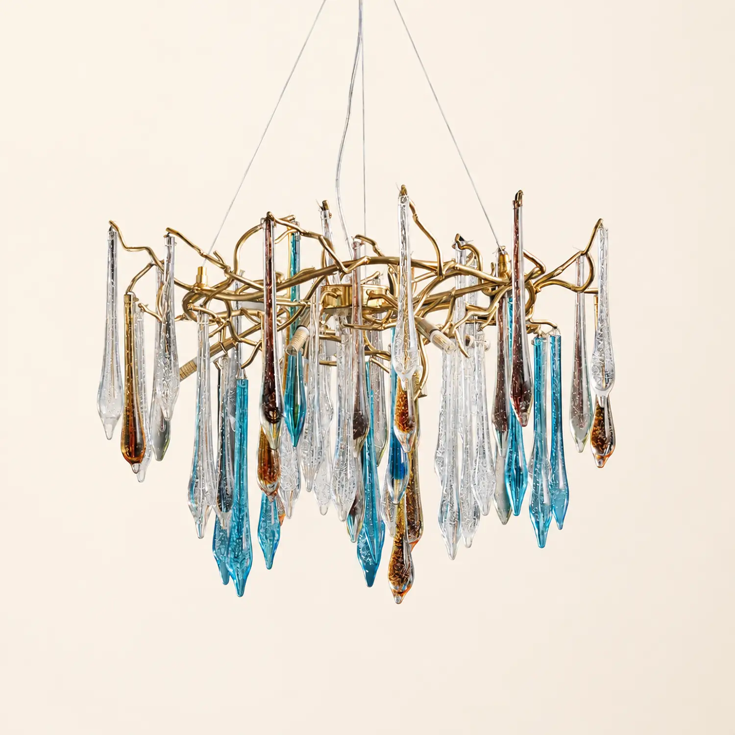Gold Round Teardrop Chandelier - Lumpaz