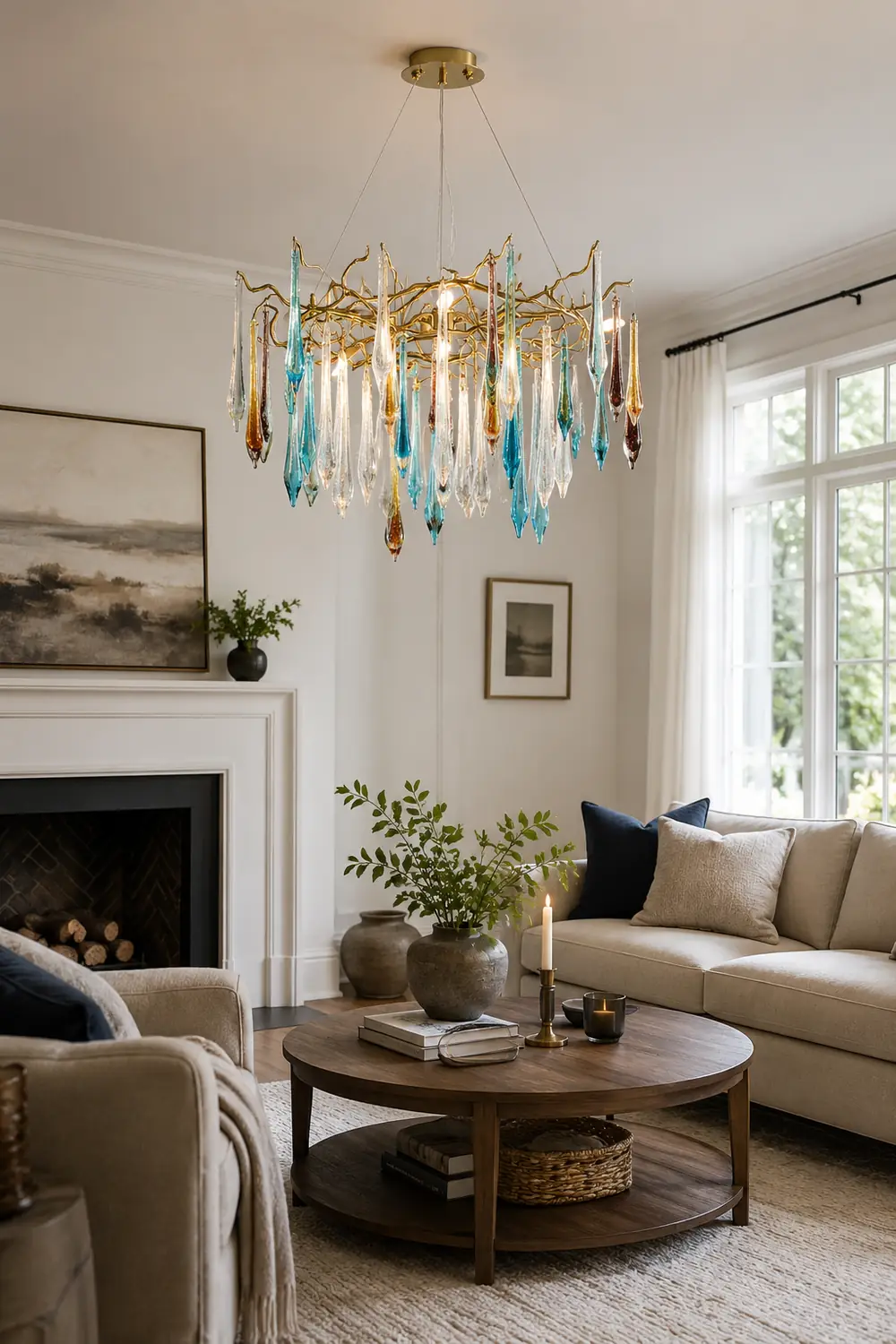 Gold Round Teardrop Chandelier - Lumpaz
