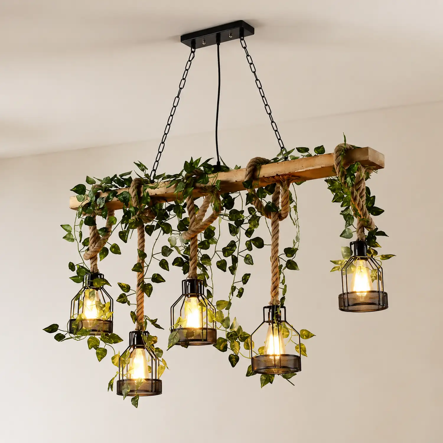 Rustic Wooden Chandelier - Lumpaz