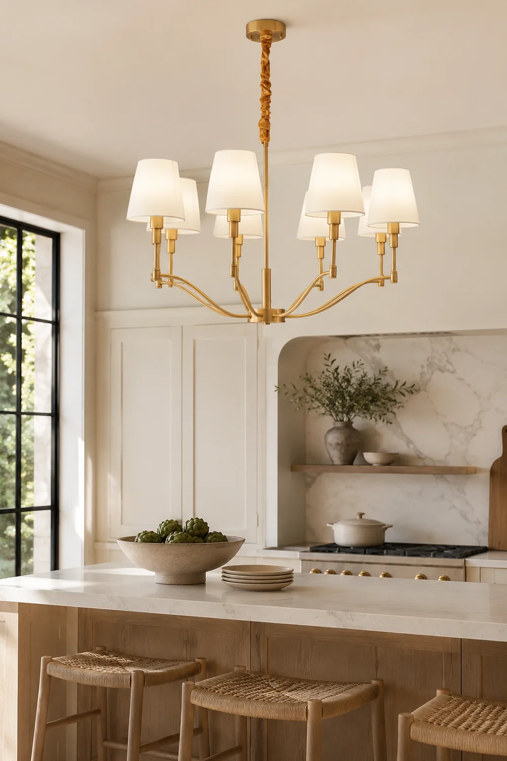 Meridian Mid Century Brass Chandelier - Lumpaz