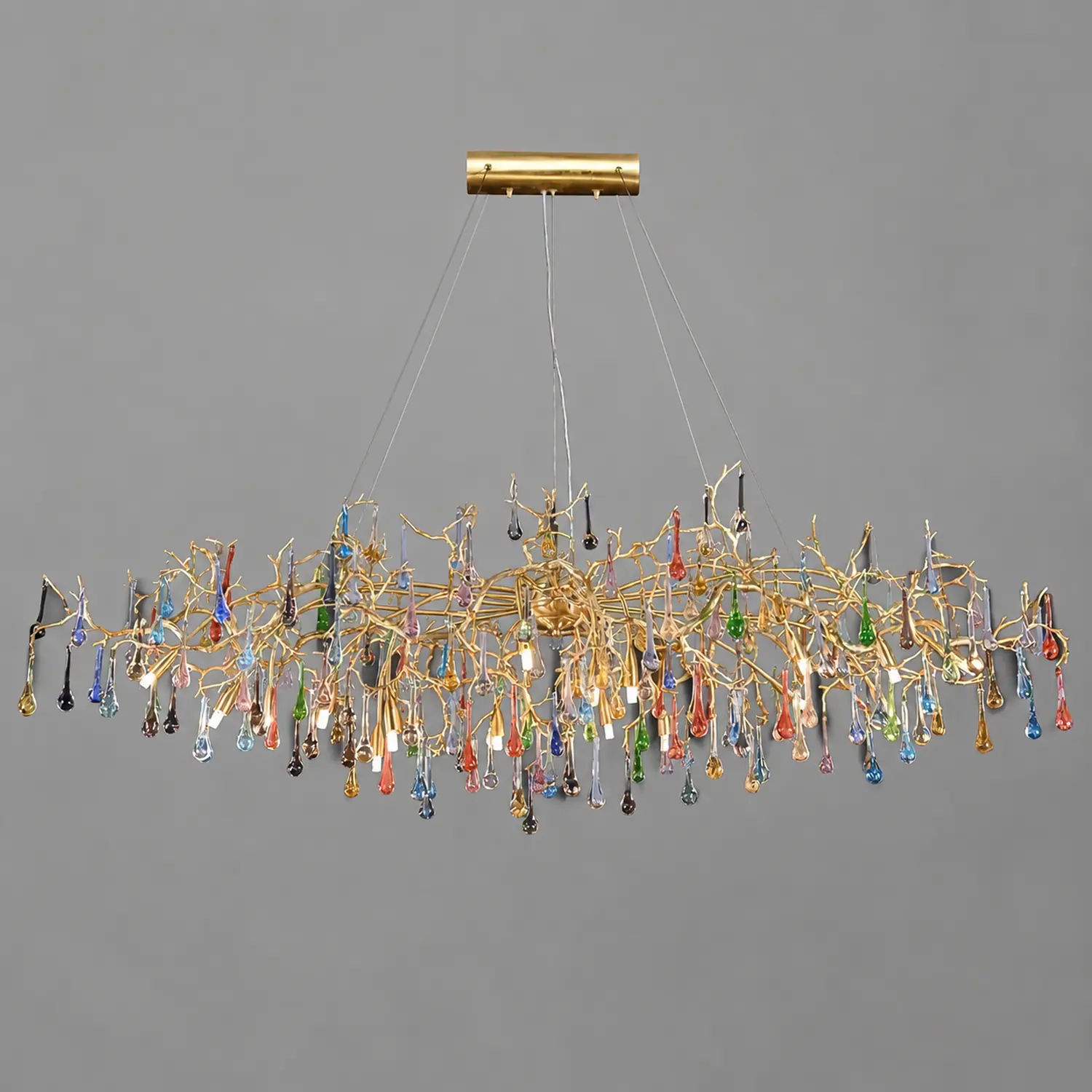 Colorful Raindrop Brass Branch Chandelier - Lumpaz