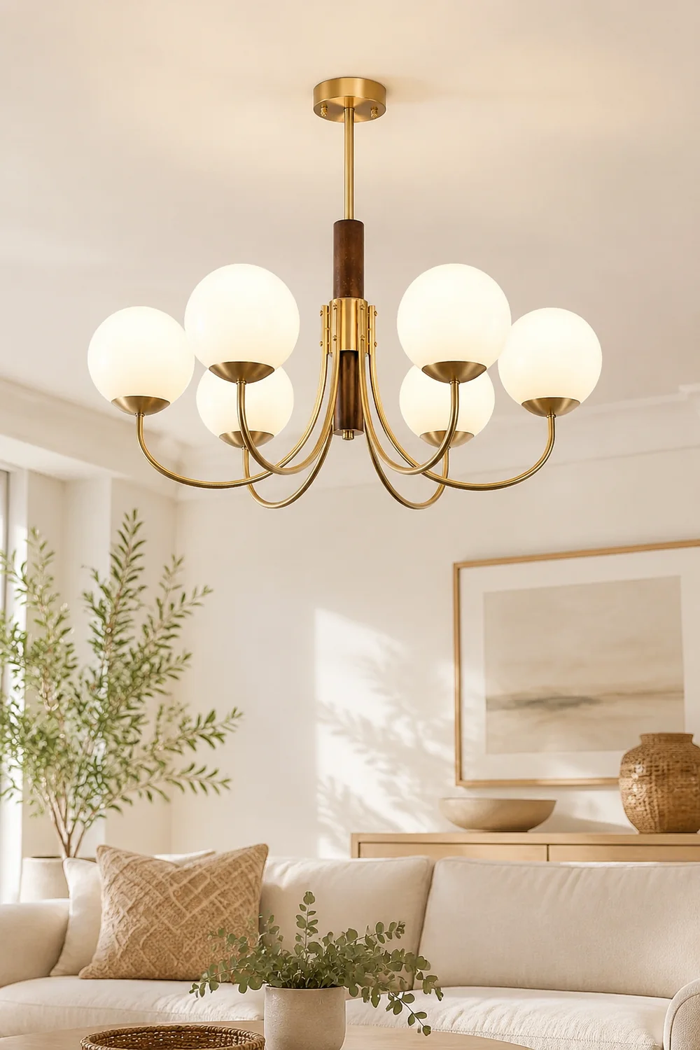 Midas Touch Walnut Sphere Chandelier - Lumpaz