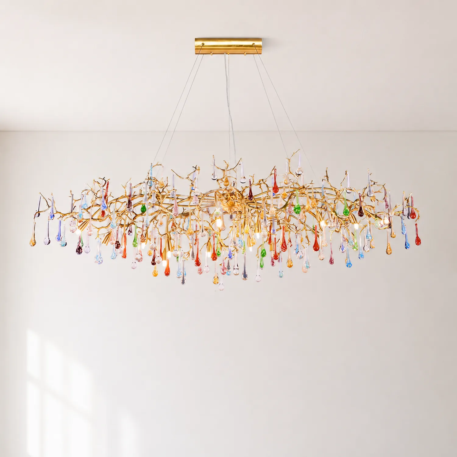 Colorful Raindrop Brass Branch Chandelier - Lumpaz