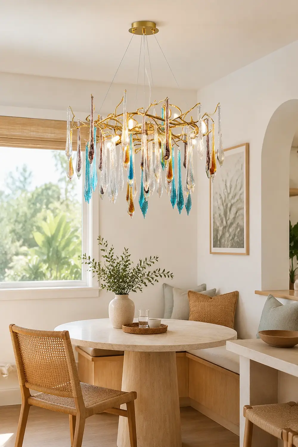 Gold Round Teardrop Chandelier - Lumpaz