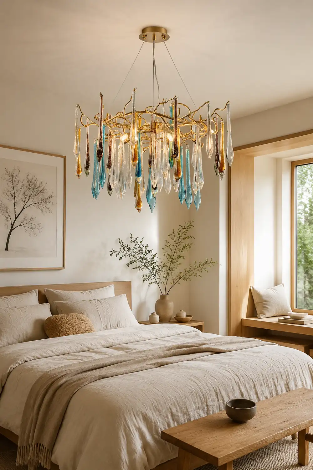 Gold Round Teardrop Chandelier - Lumpaz