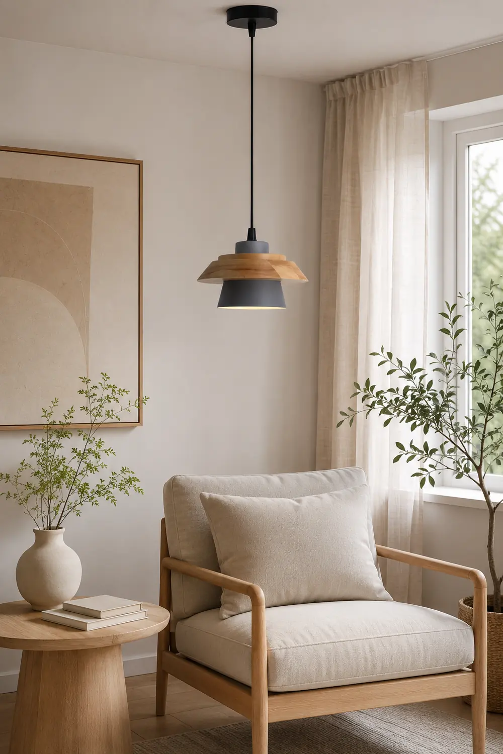 Stone Wood Pendant Lamp - Lumpaz