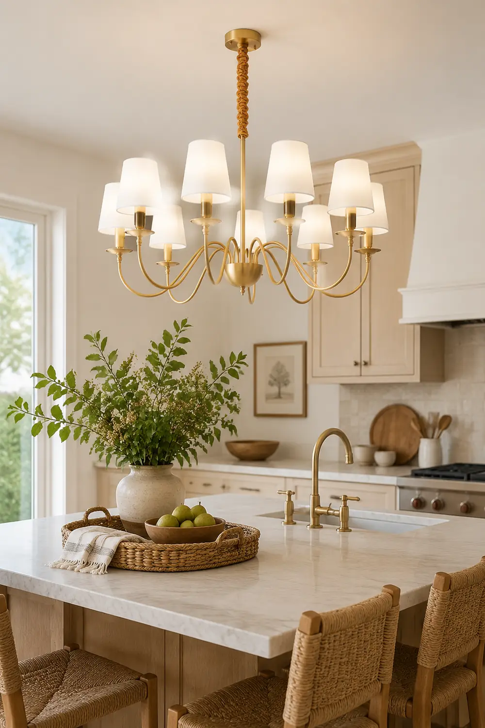 Tapered Fabric Brass Chandelier - Lumpaz