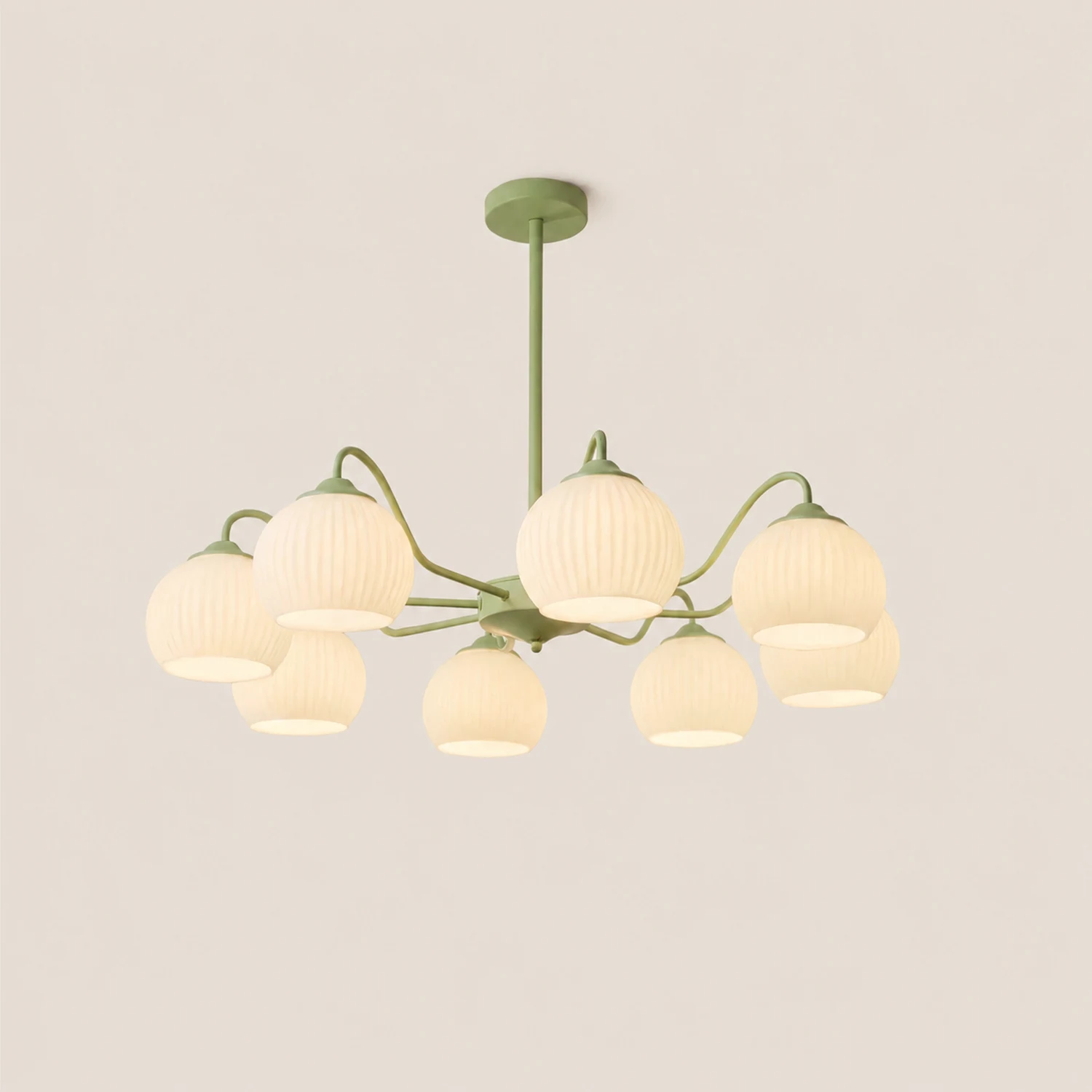 Ribbed Glass Matcha Chandelier - Lumpaz