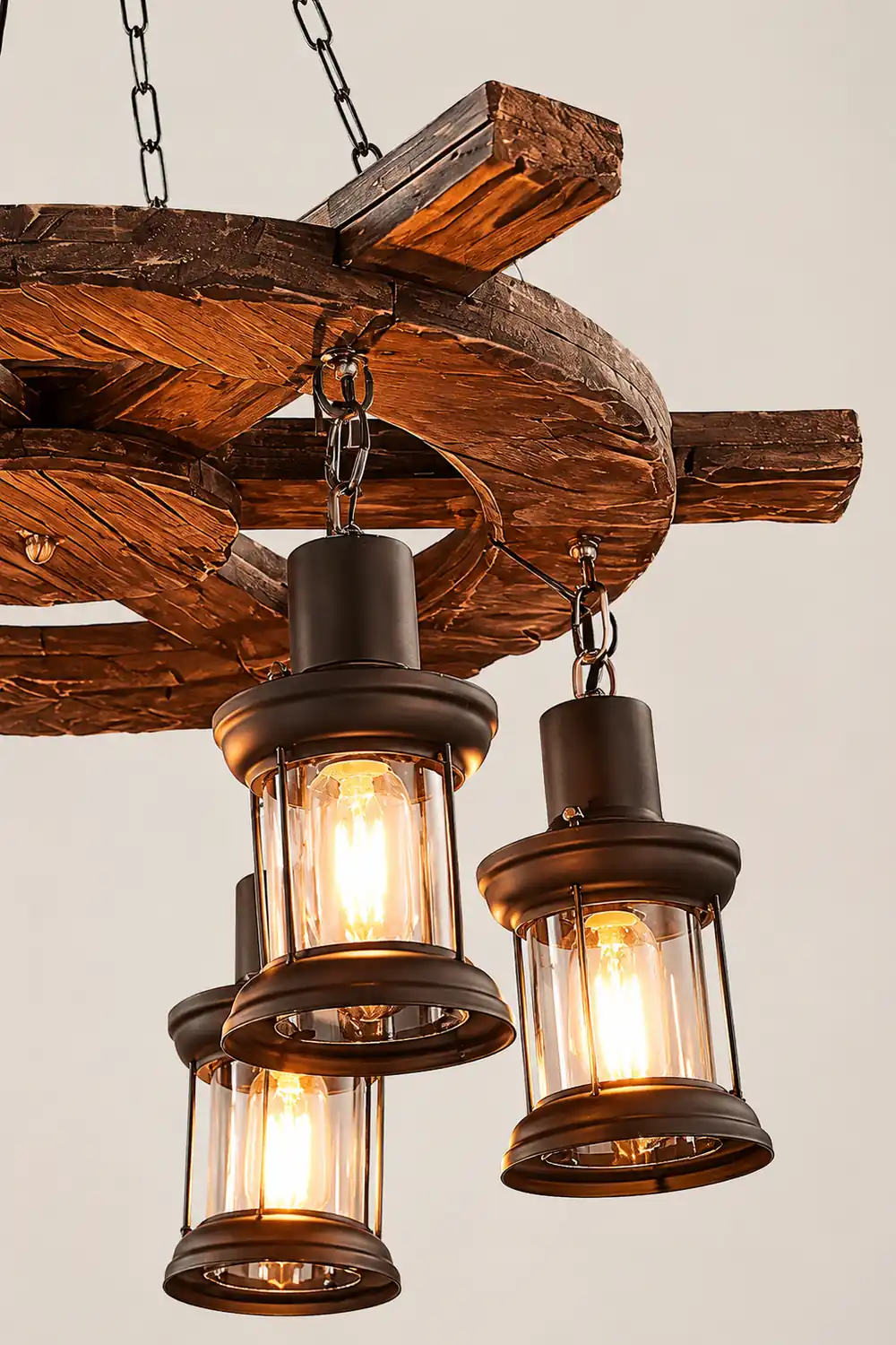 Nautical Industrial Style Wooden Chandelier - Lumpaz