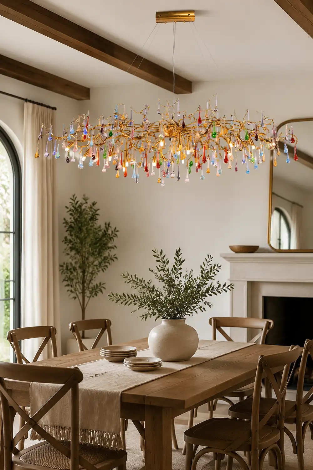 Colorful Raindrop Brass Branch Chandelier - Lumpaz