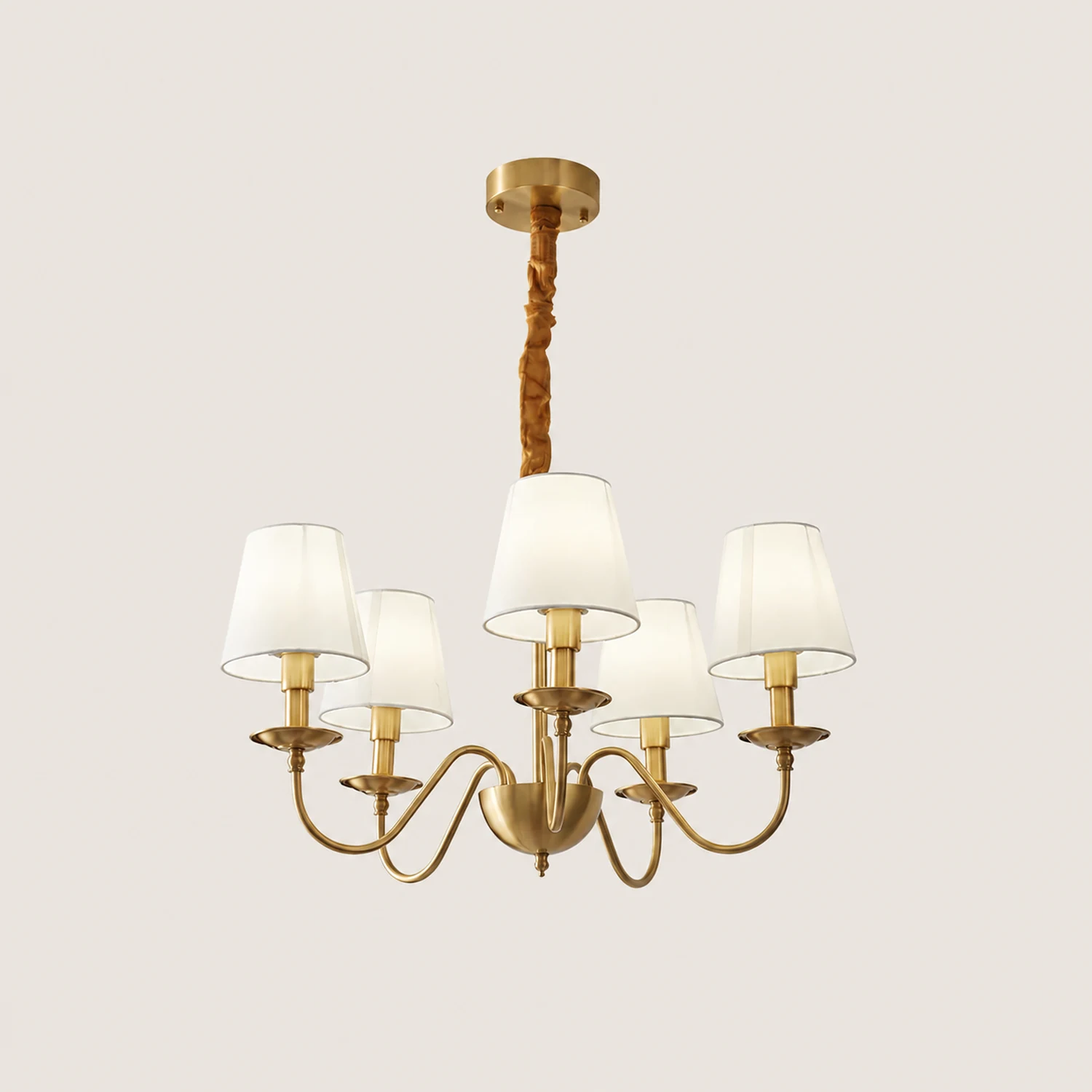 Tapered Fabric Brass Chandelier - Lumpaz