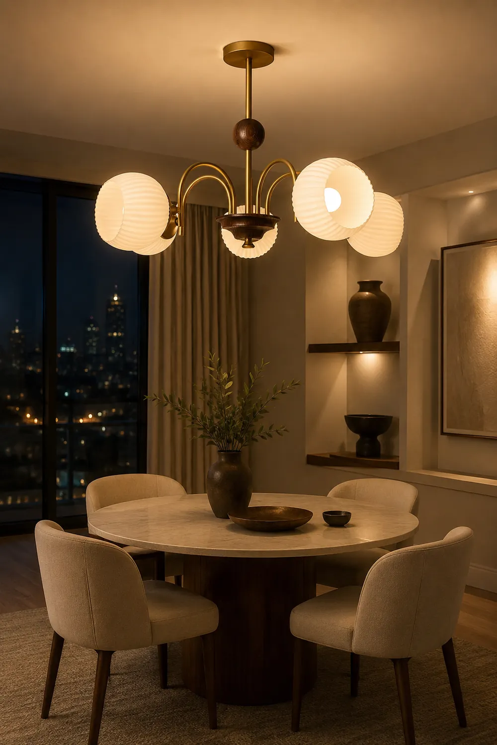 Sculptural Glass Ribbed Chandelier - Lumpaz