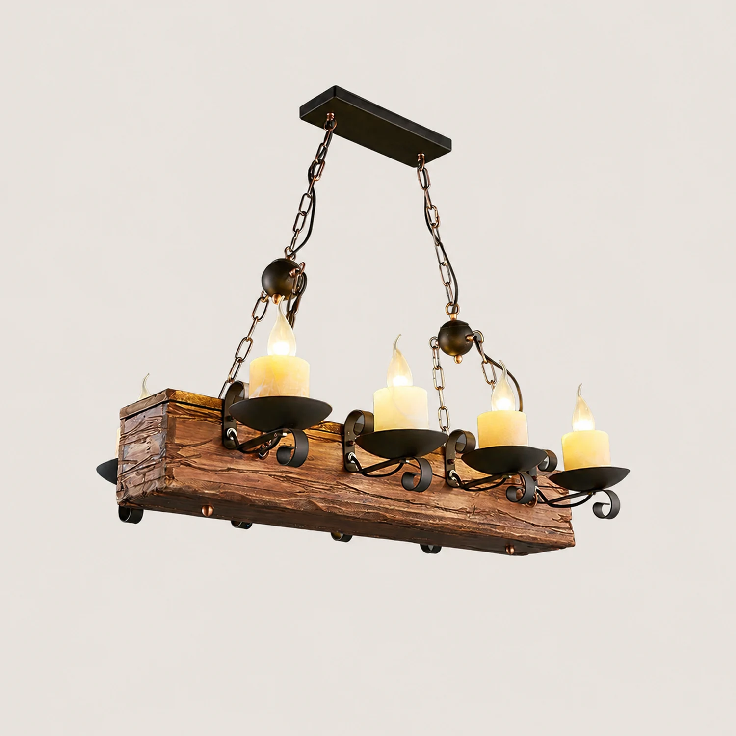 Nautical Industrial Style Wooden Chandelier - Lumpaz