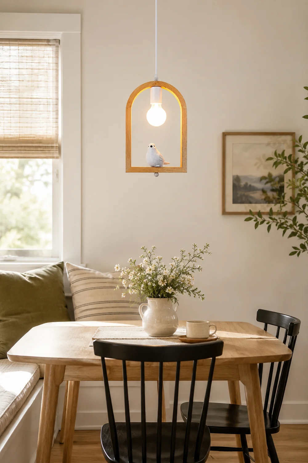 Wood Bird Resin Pendant Light - Lumpaz