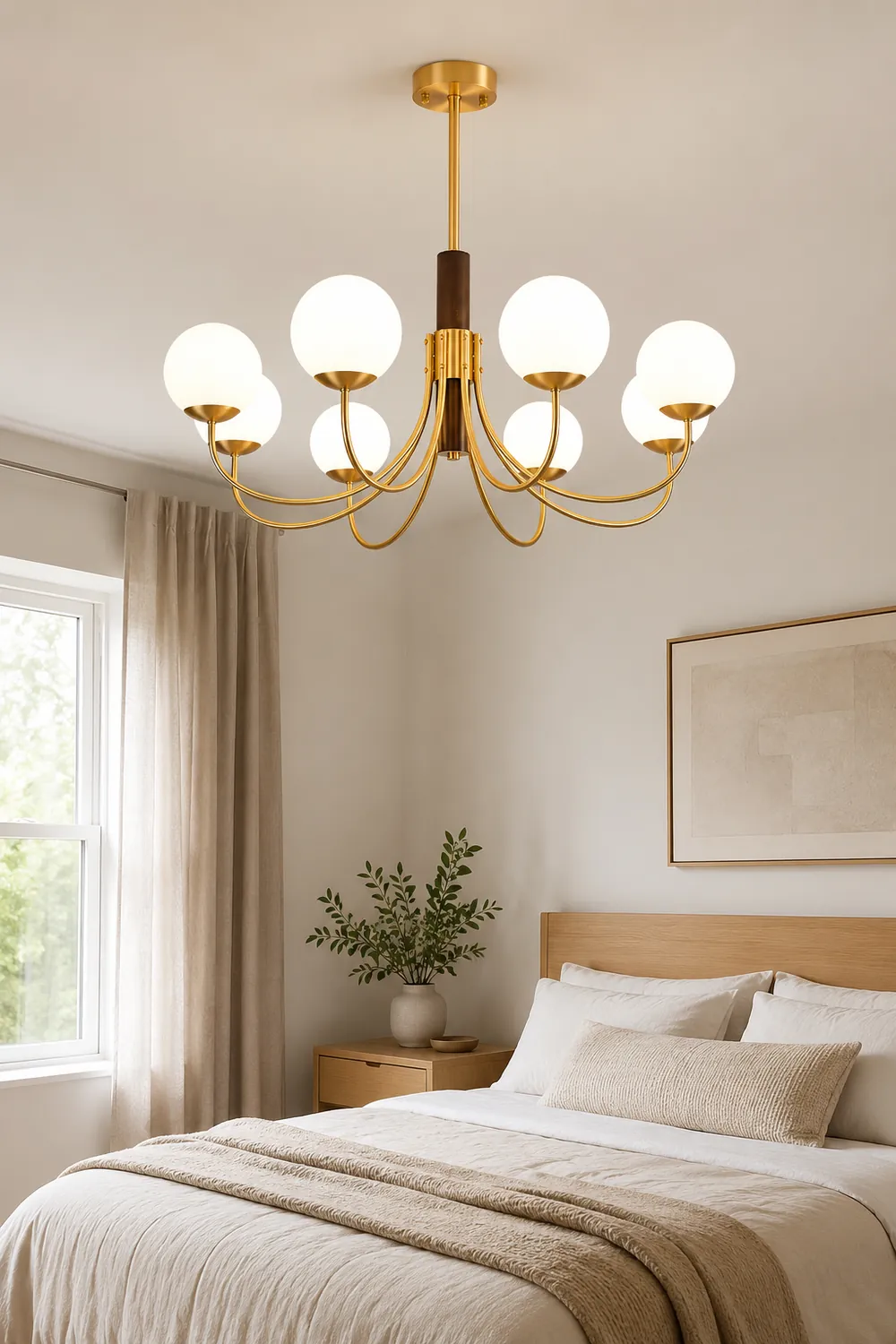Midas Touch Walnut Sphere Chandelier - Lumpaz