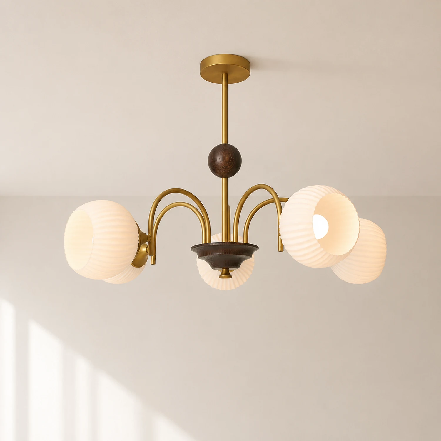 Sculptural Glass Ribbed Chandelier - Lumpaz