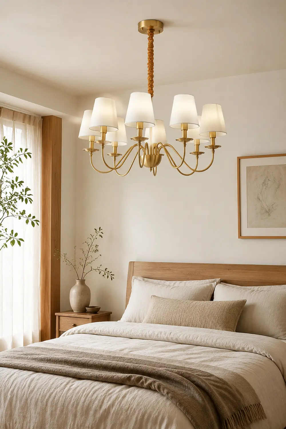 Tapered Fabric Brass Chandelier - Lumpaz