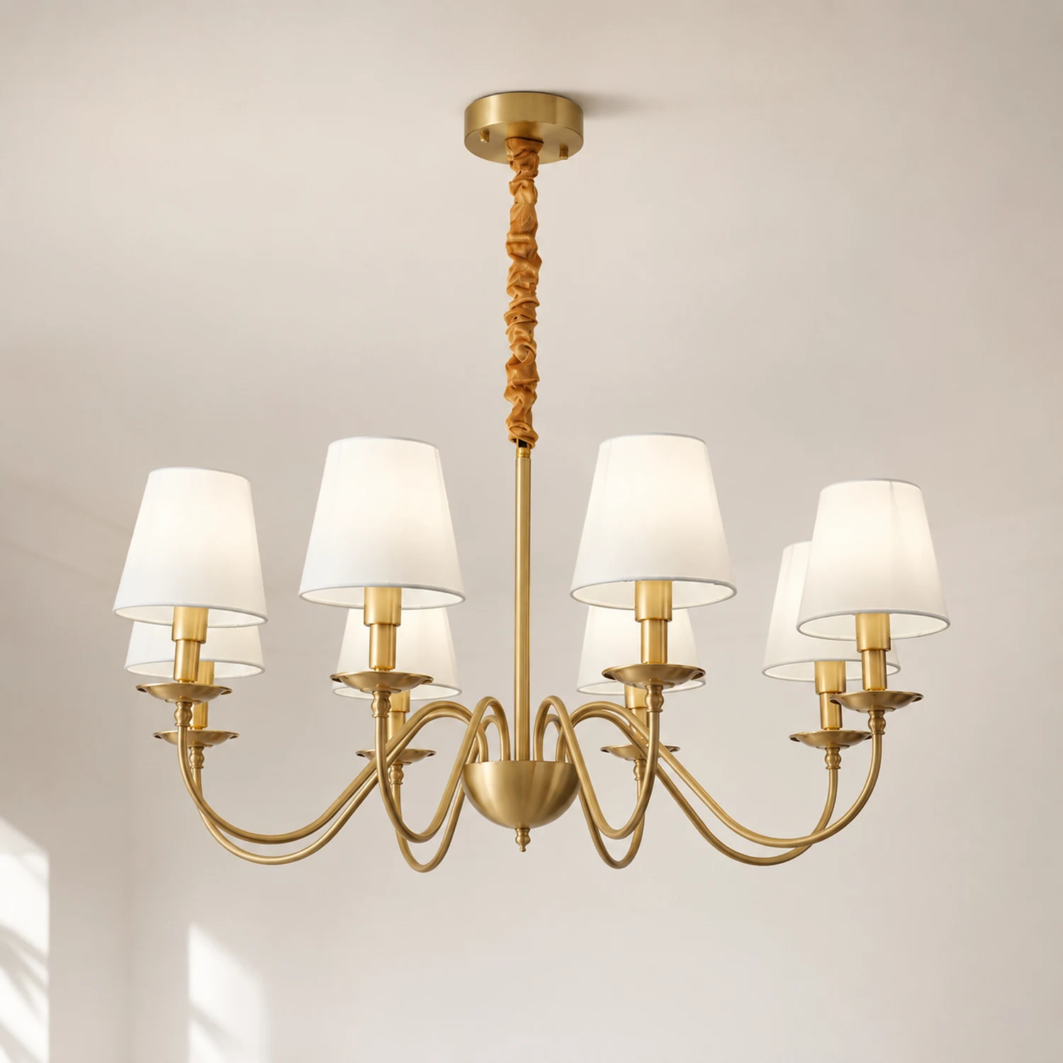 Tapered Fabric Brass Chandelier - Lumpaz