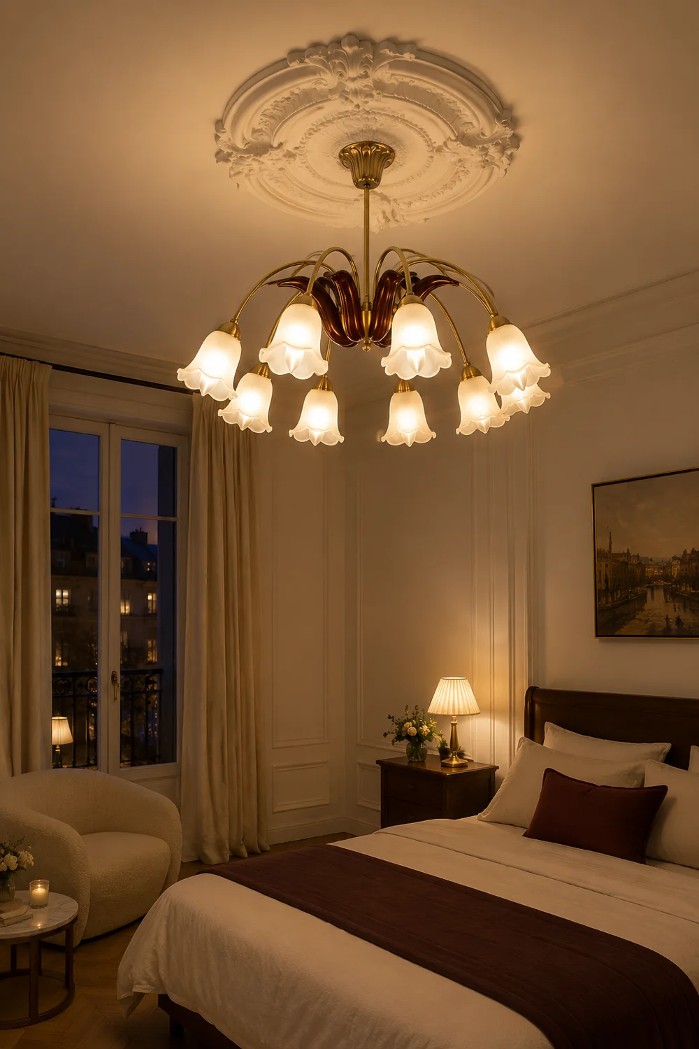Brass Pastoral Flower Chandelier - Lumpaz